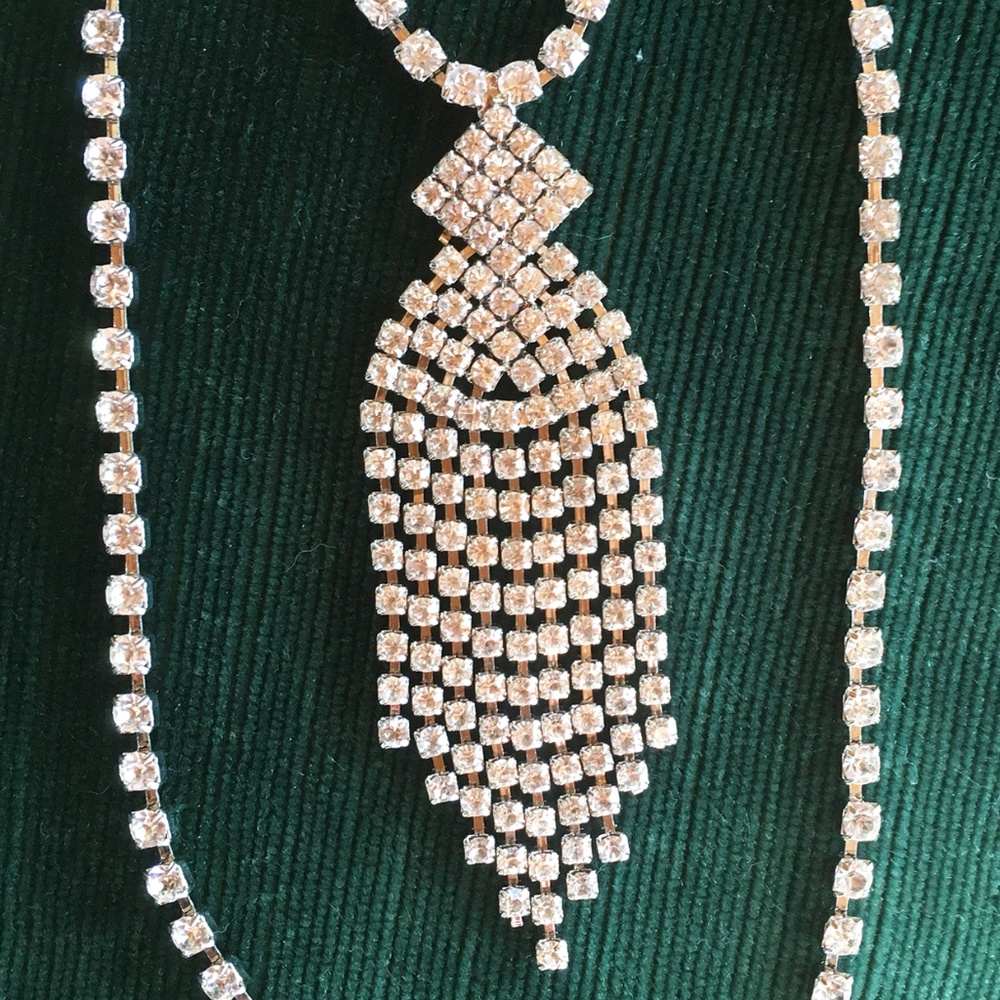 Crystal Rhinestone Necklace Tassel Pendant